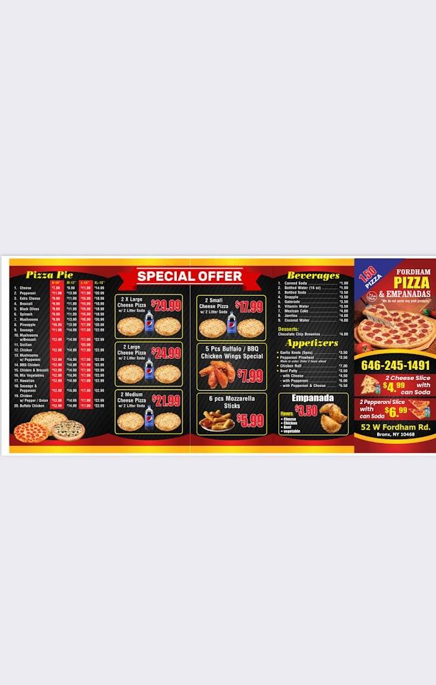 Fordham $1.50 Pizza & Empanadas Menu image 1